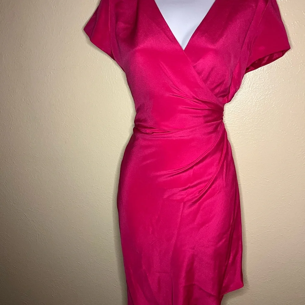 100% silk Maggy London Pink wrap dress - Picture 1 of 11